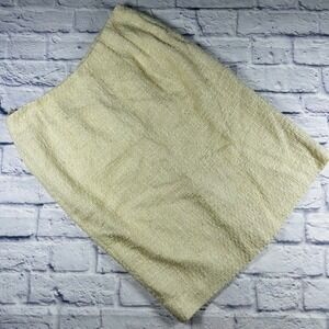 Talbots Cream Tweed Pencil Skirt Women 14 Ivory Cotton Linen Blend Lined Zip